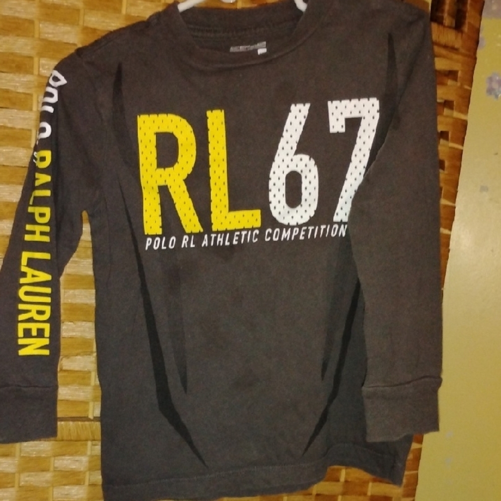 Polo by Ralph Lauren Kids Gray Long Sleeve Tee with Yellow and White Accents - Picture 5 of 5